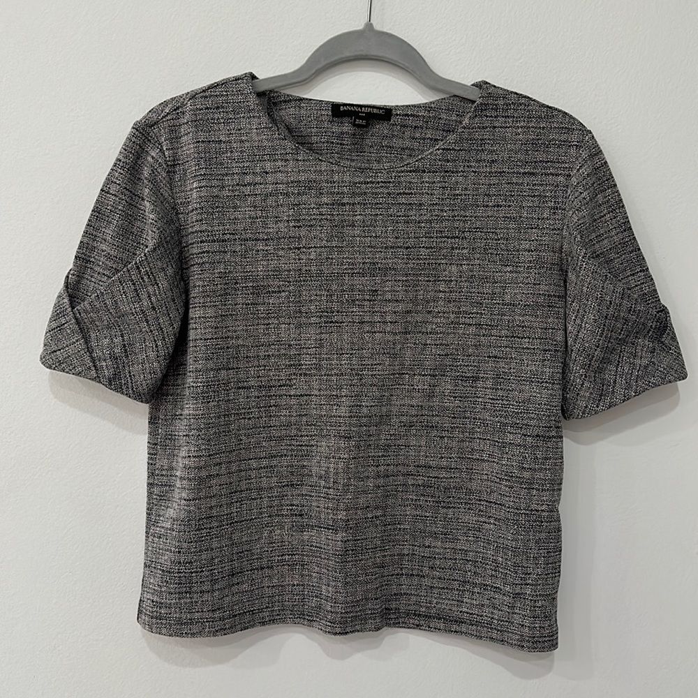 BANANA REPUBLIC Women's Grey Short Sleeve Ponte Top Size XS P